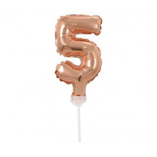 BALON FOLIOWY 13CM. NA PATYCZKU "CYFRA5" RÓŻ-ZŁ., Podkategoria, Kategoria