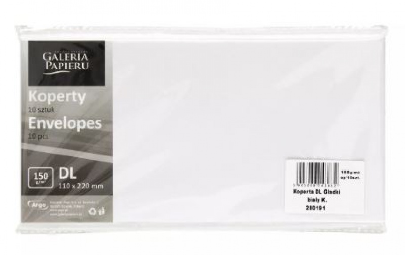 KOPERTA DL GŁADKI BIAŁY K. 150G/M2 /10/, Podkategoria, Kategoria