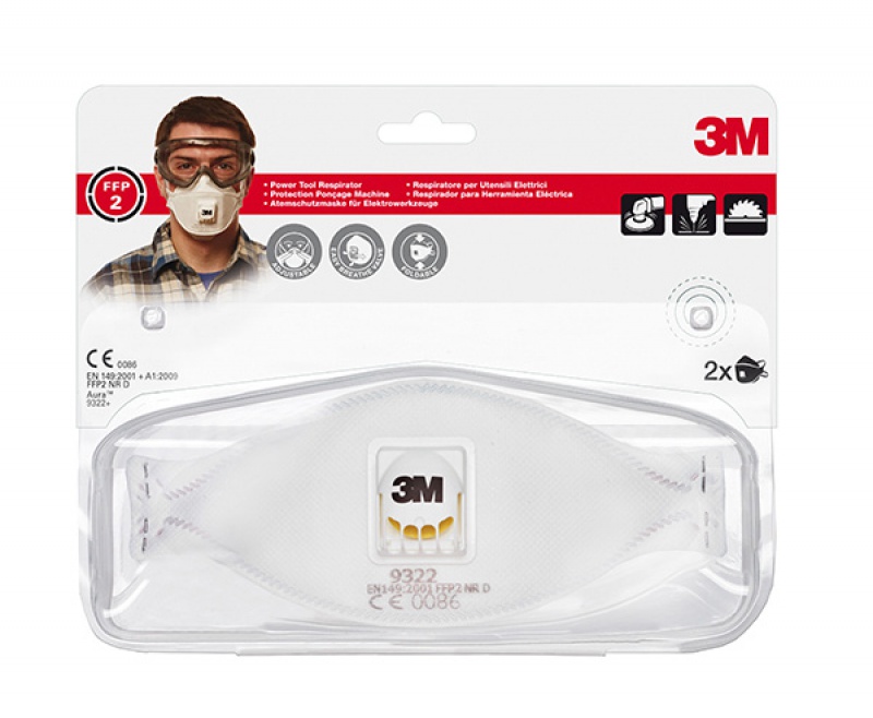 Półmaska ochronna z zaworkiem 3M Cool Flow FFP2 (9322+), przeciw pyłom i mgłom, Maski, Ochrona indywidualna