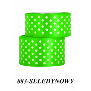 Wstążka satynowa w kropki 38mm/22mb, seledynowa, Produkty kreatywne, Artykuły dekoracyjne