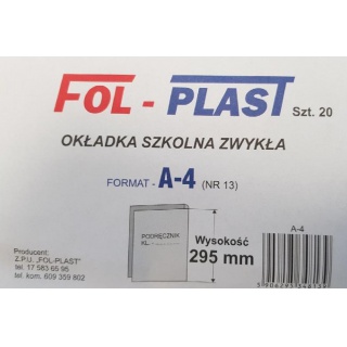 OKŁADKA SZKOLNA A4 NR-13 295MM /20/, Podkategoria, Kategoria