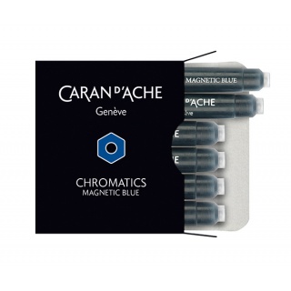 Naboje CARAN D'ACHE Chromatics Magnetic Blue, 6szt., jasnoniebieskie, Pióra, Artykuły do pisania i korygowania