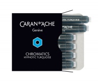 Naboje CARAN D'ACHE Chromatics Hypnotic Turquoise, 6szt., turkusowe, Pióra, Artykuły do pisania i korygowania