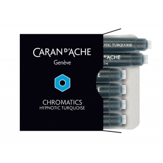 Naboje CARAN D'ACHE Chromatics Hypnotic Turquoise, 6szt., turkusowe, Pióra, Artykuły do pisania i korygowania