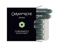 Naboje CARAN D'ACHE Chromatics Delicate Green, 6szt., jasnozielone, Pióra, Artykuły do pisania i korygowania