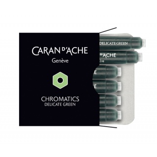 Naboje CARAN D'ACHE Chromatics Delicate Green, 6szt., jasnozielone, Pióra, Artykuły do pisania i korygowania