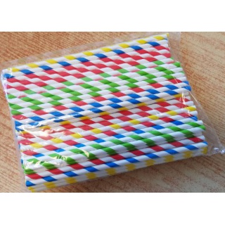 SŁOMKI PAPIEROWE 205X6MM KOLOROWE PASKI 100szt., Podkategoria, Kategoria