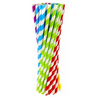 SŁOMKI PAPIEROWE 205X6MM PASKI KOLOROWE 10szt., Podkategoria, Kategoria