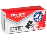 Klipy do dokumentów OFFICE PRODUCTS, 32mm, 12szt., czarne, Klipy, Drobne akcesoria biurowe