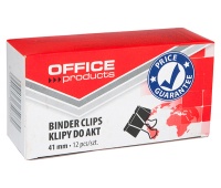 Klipy do dokumentów OFFICE PRODUCTS, 41mm, 12szt., czarne, Klipy, Drobne akcesoria biurowe
