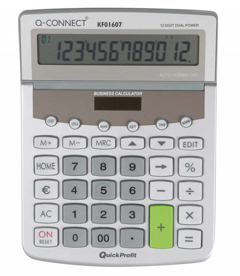 Kalkulator biurowy Q-CONNECT Premium, 12-cyfrowy, 154x205mm, szary