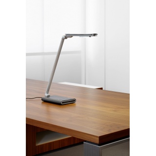 Lampka LED na biurko MAULpure, 9W, ze ściemniaczem, srebrna, Lampki, Urządzenia i maszyny biurowe