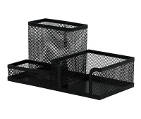 Desk Organiser Q-CONNECT, metal, 3 compartments, black