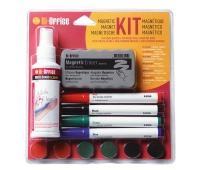 Magnetic Dryboard Writing Set BI-OFFICE, spray, sponge, 4 markers and magnets