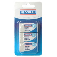 Universal Pencil Eraser DONAU, 41x21x11mm, blister pack - 3 pcs, white