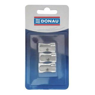 Temperówka DONAU, aluminiowa, pojedyncza, blister - 3szt., Temperówki, Artykuły do pisania i korygowania