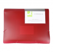 Expanding File Folder with elastic band closure Q-CONNECT, PP, A4, 6 compartments, transparent red