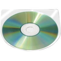 Kieszeń samoprzylepna CD/DVD półokrągła 126x126mm 10szt. transparentna, Kieszonki samoprzylepne, Drobne akcesoria biurowe