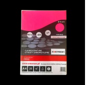 Fluorescencyjne etykiety samoprzylepne A4 różowe kółka 40mm 25 arkuszy w ryzie 10 ryz w kart., Etykiety samoprzylepne, Papier i etykiety