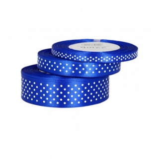 Wstążka satynowa w kropki 25mm/22mb chabrowa, Produkty kreatywne, Artykuły dekoracyjne