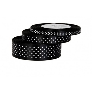 Wstążka satynowa w kropki 6mm/22mb czarna, Produkty kreatywne, Artykuły dekoracyjne