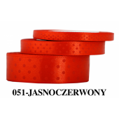 Wstążka satynowa w kropki czerwone, 12mm/22mb, Produkty kreatywne, Artykuły dekoracyjne