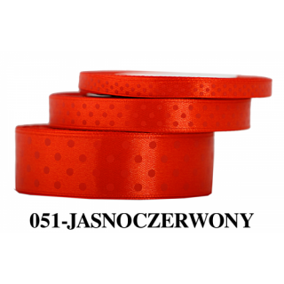 Wstążka satynowa w kropki czerwone, 12mm/22mb, Produkty kreatywne, Artykuły dekoracyjne