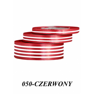 Wstążka satynowa w linie, 6mm/22mb, czerwona, Produkty kreatywne, Artykuły dekoracyjne