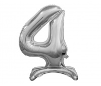 BALON FOLIOWY B&C "CYFRA STOJĄCA 4" SREBRNA 74CM, Podkategoria, Kategoria