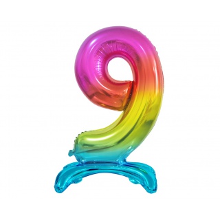BALON FOLIOWY B&C "CYFRA STOJĄCA 9" TĘCZOWA 74CM, Podkategoria, Kategoria