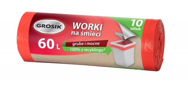 WORKI NA ŚMIECI LD 60L.CZERWONE 10szt.GROSIK, Podkategoria, Kategoria