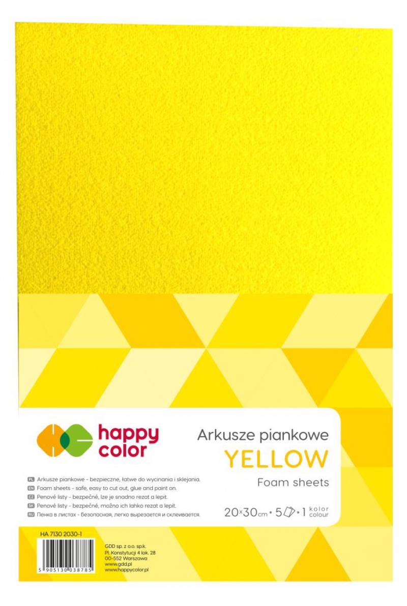 ARKUSZE PIANKOWE ŻÓŁTE A4 /5/ HAPPY COLOR, Podkategoria, Kategoria
