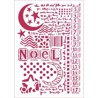 STAMP SZABLON 21x29,7cm NOEL KSIĘŻYC , GWIAZDY ..., Podkategoria, Kategoria