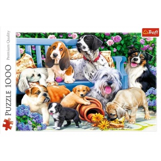 PUZZLE 1000-EL PSY W OGRODZIE, 1000 element&oacute;w, Puzzle
