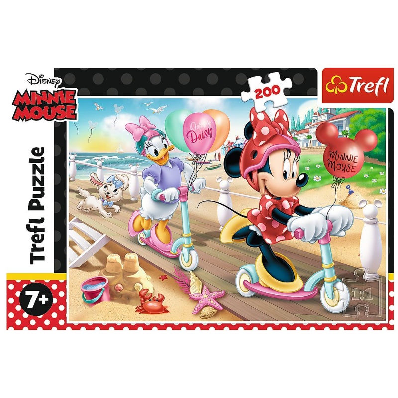 PUZZLE 200 MINNIE NA PLAŻY, 200 element&oacute;w, Puzzle