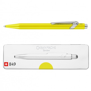 Długopis CARAN D'ACHE 849 Pop Line Fluo, M, w pudełku, żółty, Długopisy, Artykuły do pisania i korygowania