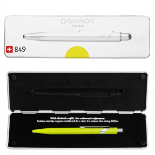 Długopis CARAN D'ACHE 849 Pop Line Fluo, M, w pudełku, żółty, Długopisy, Artykuły do pisania i korygowania