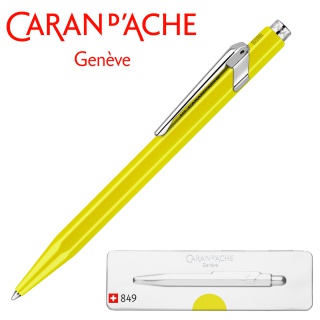 Długopis CARAN D'ACHE 849 Pop Line Fluo, M, w pudełku, żółty, Długopisy, Artykuły do pisania i korygowania