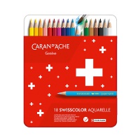Kredki CARAN D'ACHE Swisscolor Aquarelle, z efektem akwareli, sześciokątne, 18szt., mix kolorów