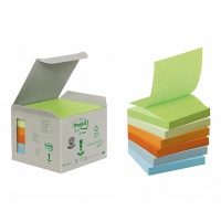 Bloczek samop. ekologiczny POST-IT® Z-notes (R330-1GB) 76x76mm 6x100 kart. mix kolorów, Bloczki samoprzylepne, Papier i etykiety