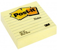 Self-adhesive Pad POST-IT® ruled (675-YL), 100x100mm, 300 sheets, yellow