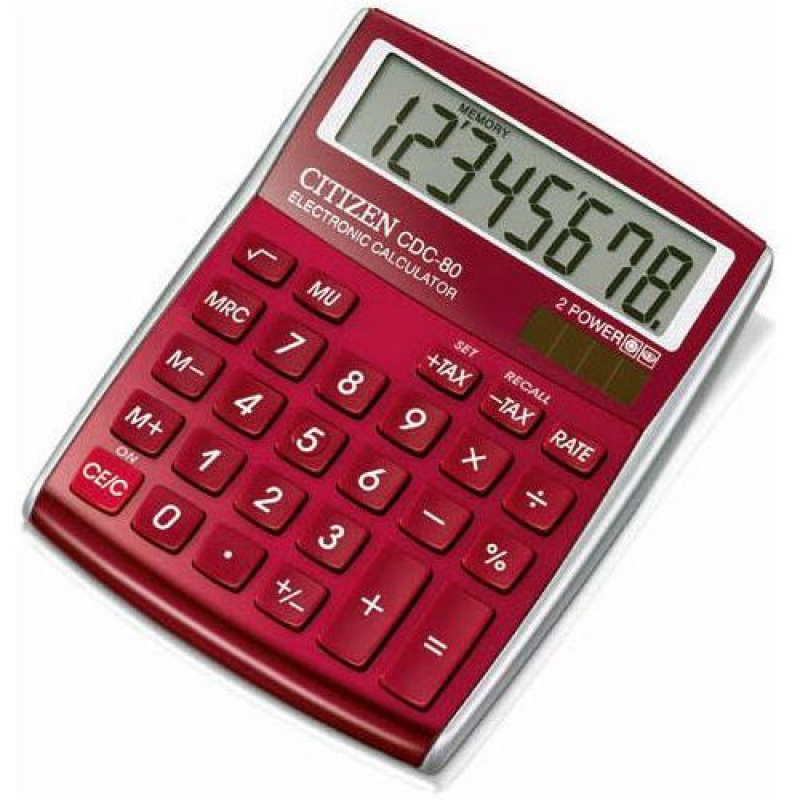 KALKULATOR CITIZEN BIUROWY CDC-80 8-POZ.CZERWONY, Podkategoria, Kategoria