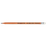 Ołówek drewniany z gumką DONAU, HB, naturalny, Ołówki, Artykuły do pisania i korygowania