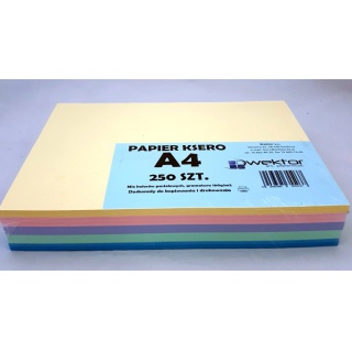PAPIER KSERO A4 250ARK. 160G. MIX PASTEL KOLOR, Podkategoria, Kategoria