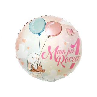 BALON FOLIOWY MAM JUŻ 1 ROCZEK 18" KRÓLICZEK, Podkategoria, Kategoria