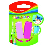 Temperówka KEYROAD Color Mate, plastikowa, podwójna, blister, mix kolorów, Temperówki, Artykuły do pisania i korygowania