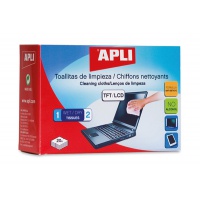 Chusteczki do czyszczenia ekranów TFT/LCD APLI, 2x20szt., Środki czyszczące, Akcesoria komputerowe
