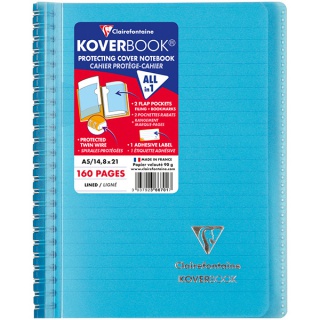 Kołonotatnik CLAIREFONTAINE Koverbook, w linię, 80 kart., 14,8x21cm, mix kolorów, Kołonotatniki, Zeszyty i bloki
