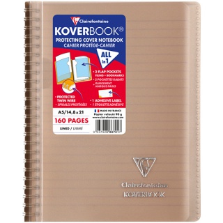Kołonotatnik CLAIREFONTAINE Koverbook, w linię, 80 kart., 14,8x21cm, mix kolorów, Kołonotatniki, Zeszyty i bloki