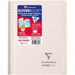 Kołonotatnik CLAIREFONTAINE Koverbook, w linię, 80 kart., 14,8x21cm, mix kolorów, Kołonotatniki, Zeszyty i bloki